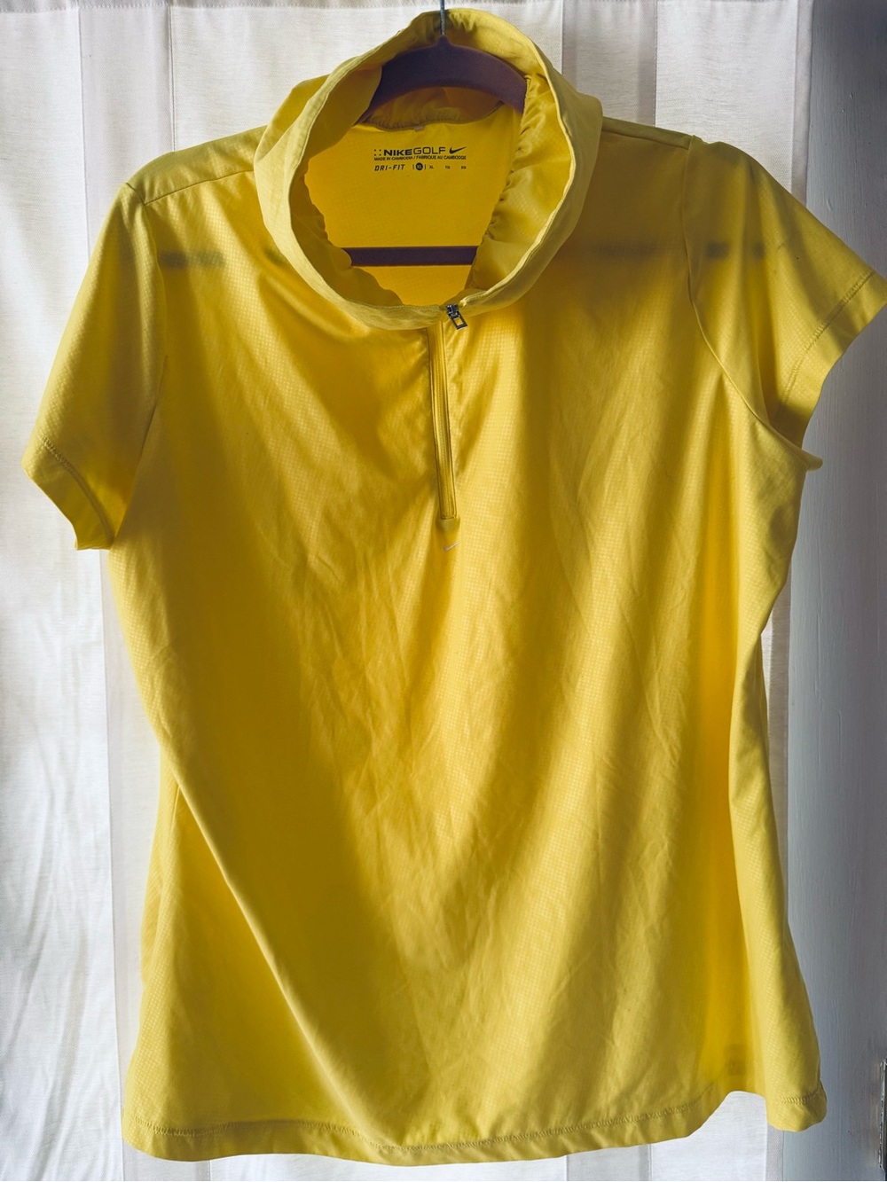 Nike Women’s Yellow Short-Sleeve Golf Top with Zip Collar
